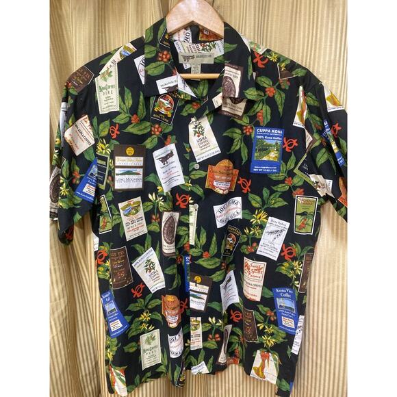 Coffee Hawaiian Shirt Button Down Unisex Mokulele Farms Large Cotton Limited Ed - Picture 1 of 11
